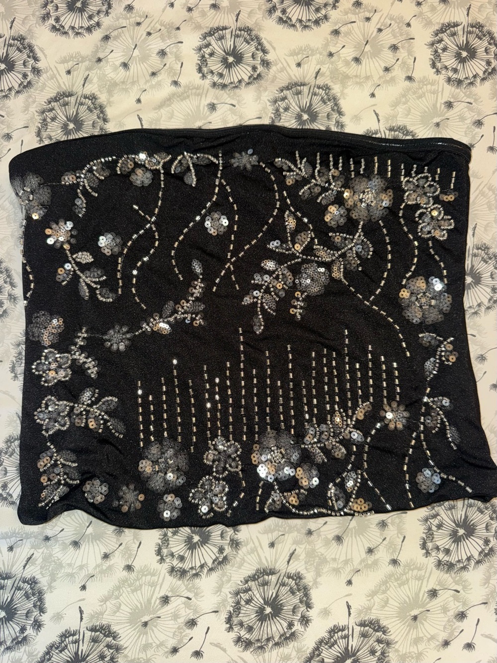 Women's Black Sequin Embellished Tube Top